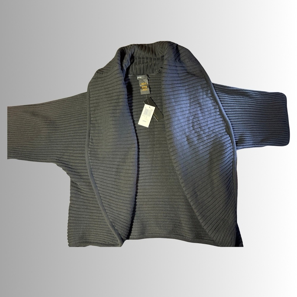 NWT Croft Barrow Ribbed Shawl Collar Open Front Cardigan -Gray Size XL